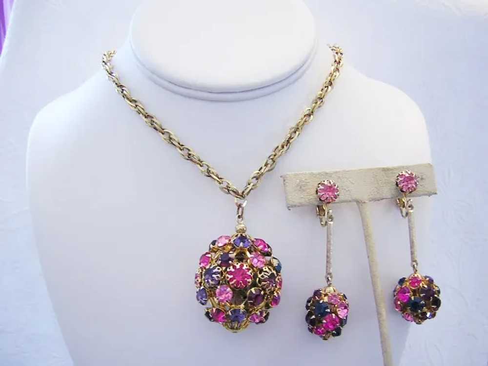1960's RUNWAY Shades Of Pink & PURPLE Rhinestones… - image 9