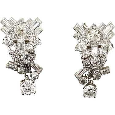 Art Deco Platinum Diamond Earrings