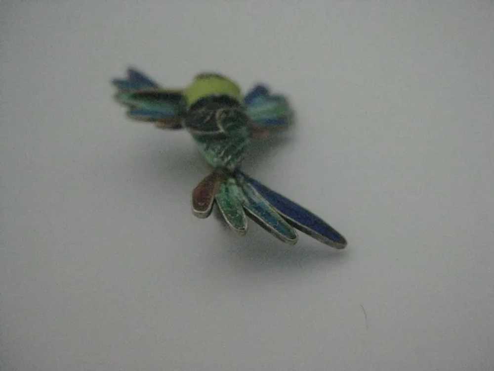hummingbird bird enamel Silver Chinese filigree v… - image 3