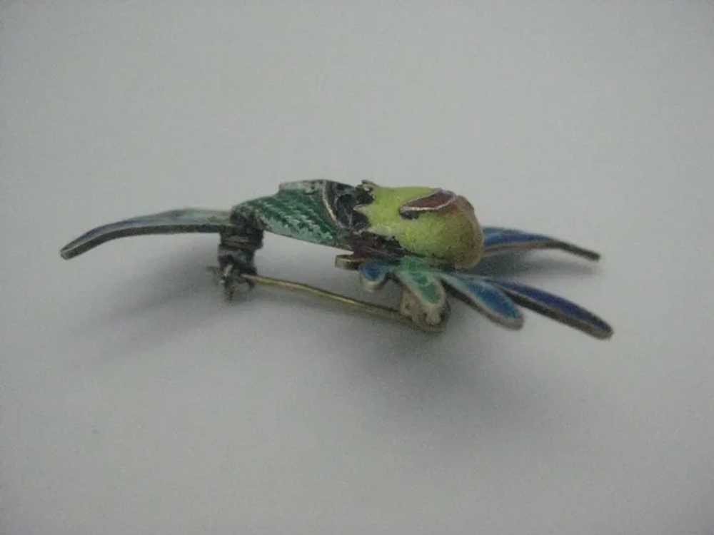 hummingbird bird enamel Silver Chinese filigree v… - image 4