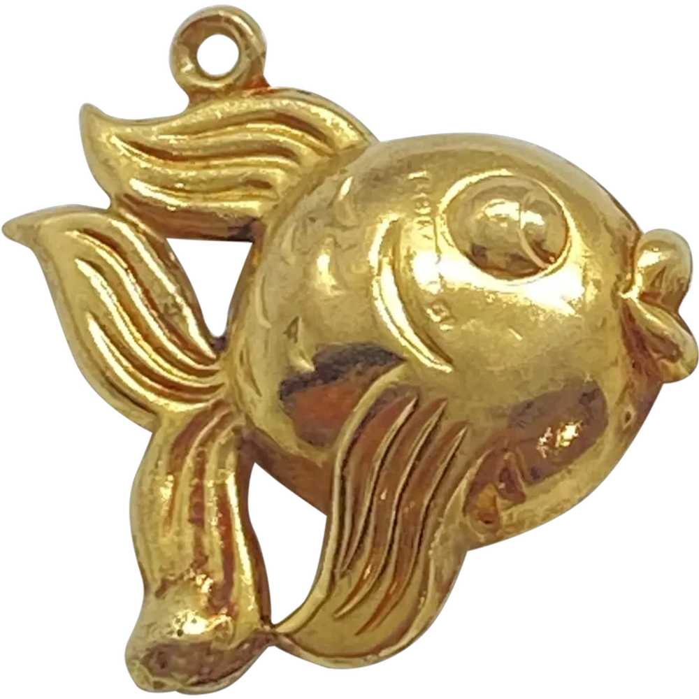 Puffy Goldfish Vintage Charm 9K English Gold Thre… - image 1