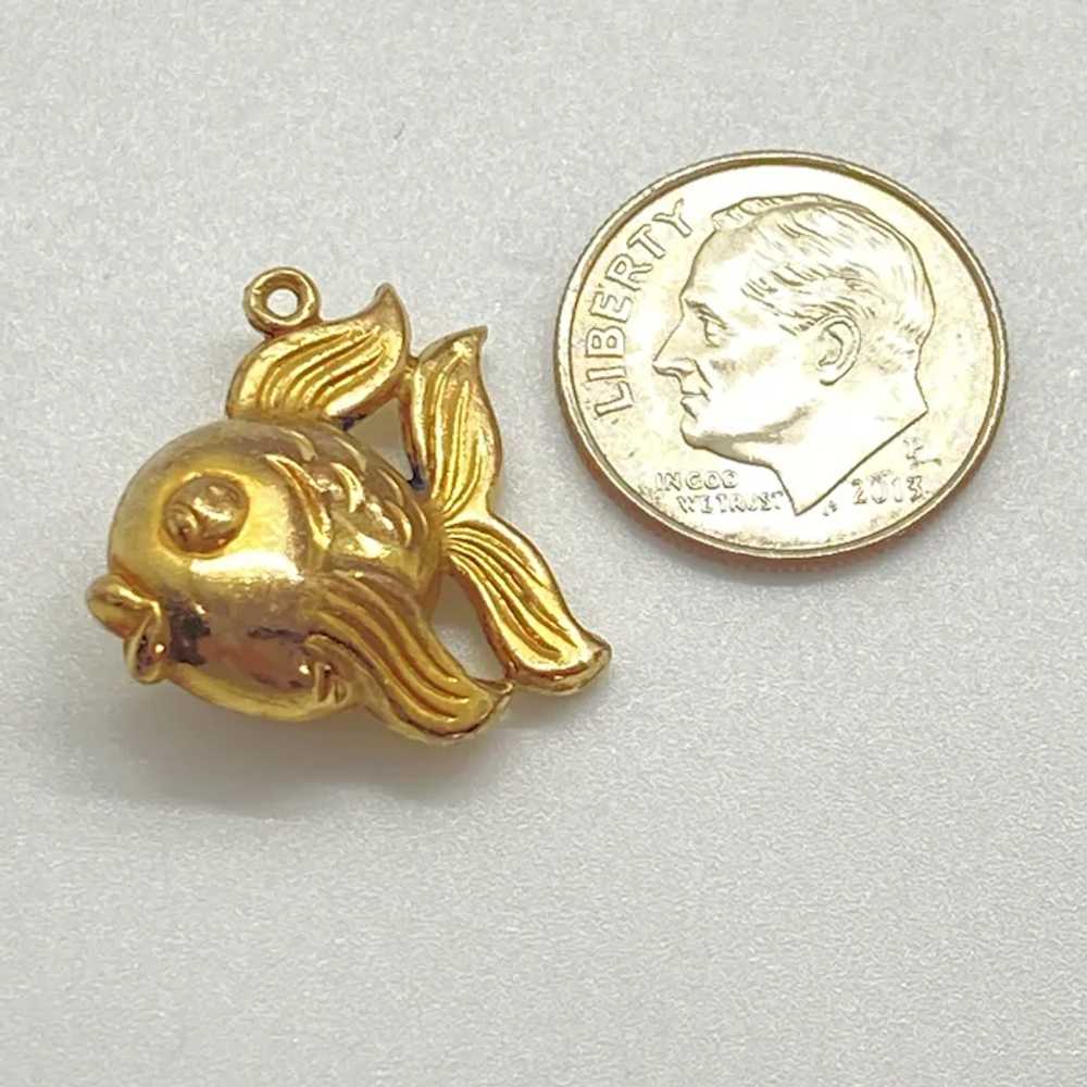 Puffy Goldfish Vintage Charm 9K English Gold Thre… - image 2