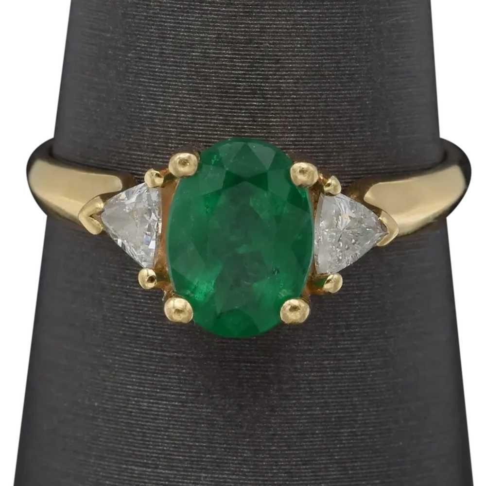 Vintage 14K Yellow Gold 1.29 Ct Emerald & 0.50 TC… - image 1