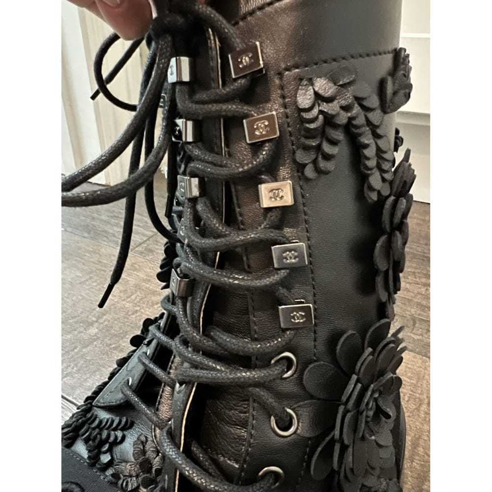 Chanel Leather lace up boots - image 8