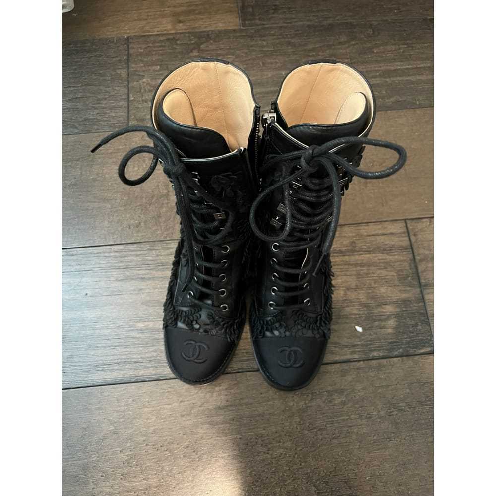 Chanel Leather lace up boots - image 9