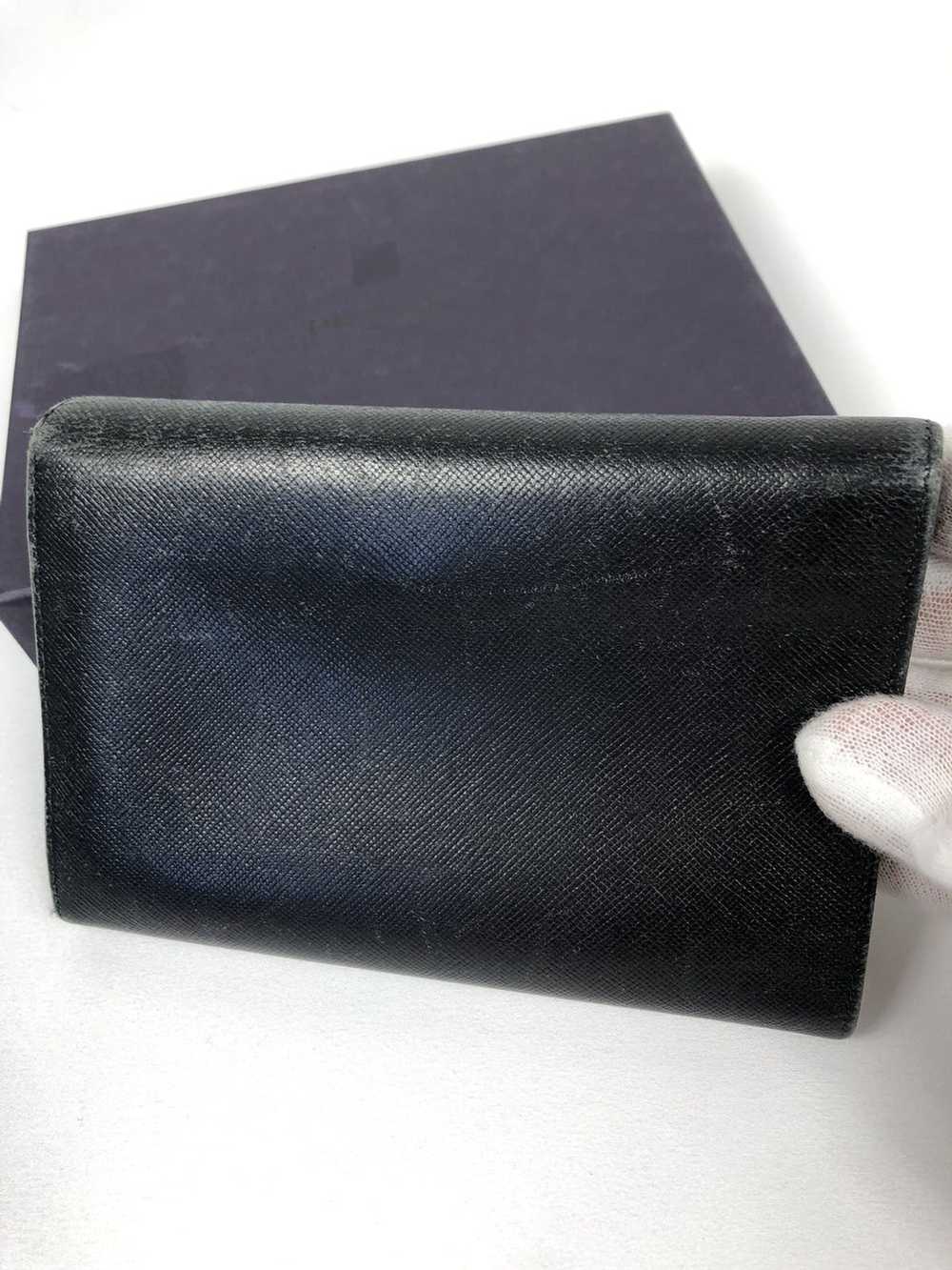 Prada Prada tessuto nero leather trifold wallet - image 2