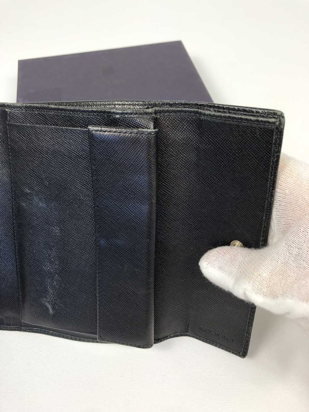 Prada Prada tessuto nero leather trifold wallet - image 4