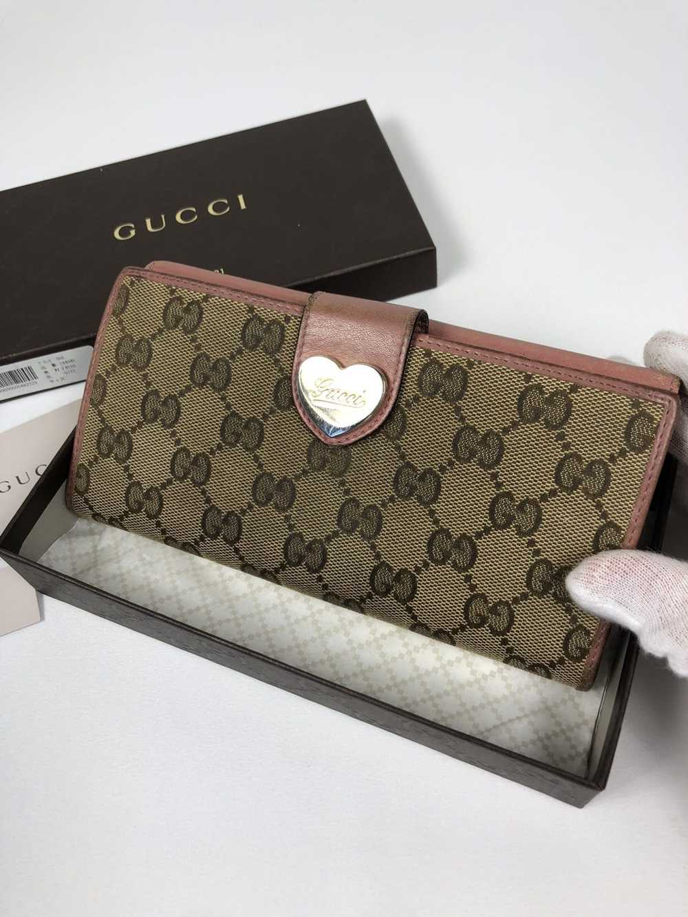 Gucci Gucci gg canvas leather long wallet - image 1