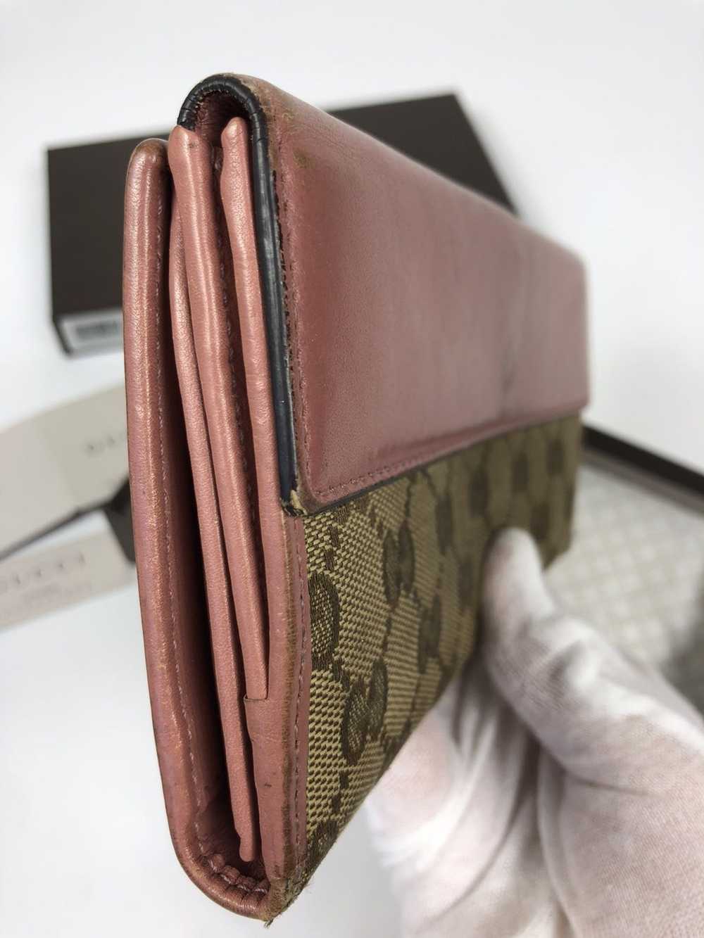 Gucci Gucci gg canvas leather long wallet - image 6