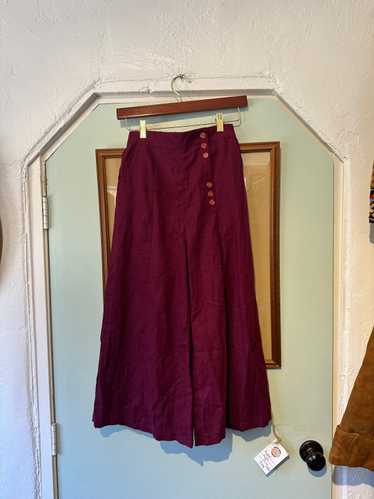 Raspberry Culottes, Linen Blend