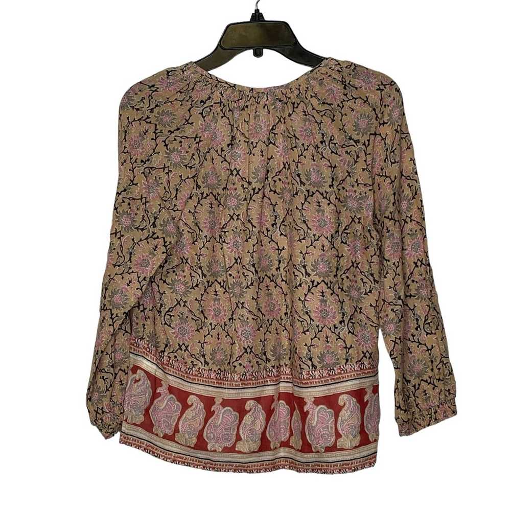 Lucky Brand Lucky Brand Blouse XS Tan Multi Color… - image 5