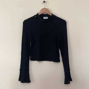 LNA LNA Ribbed Black Bell Sleeve Sweater