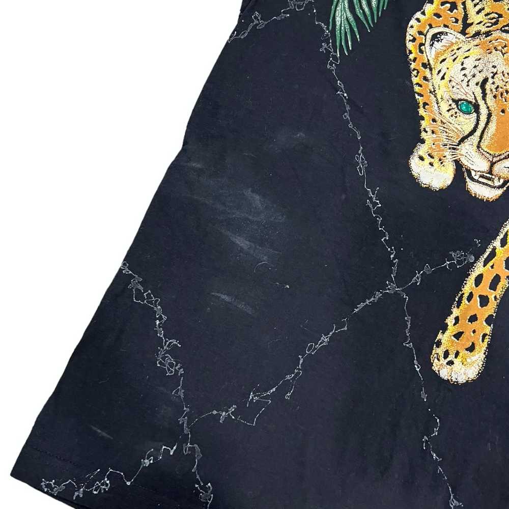 Vintage Murina Black Beaded Jaguar Print Cotton T… - image 2