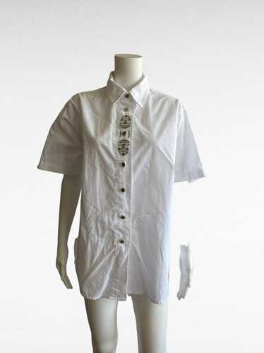 Vintage OS Trachten cotton Dirndl collared shirt