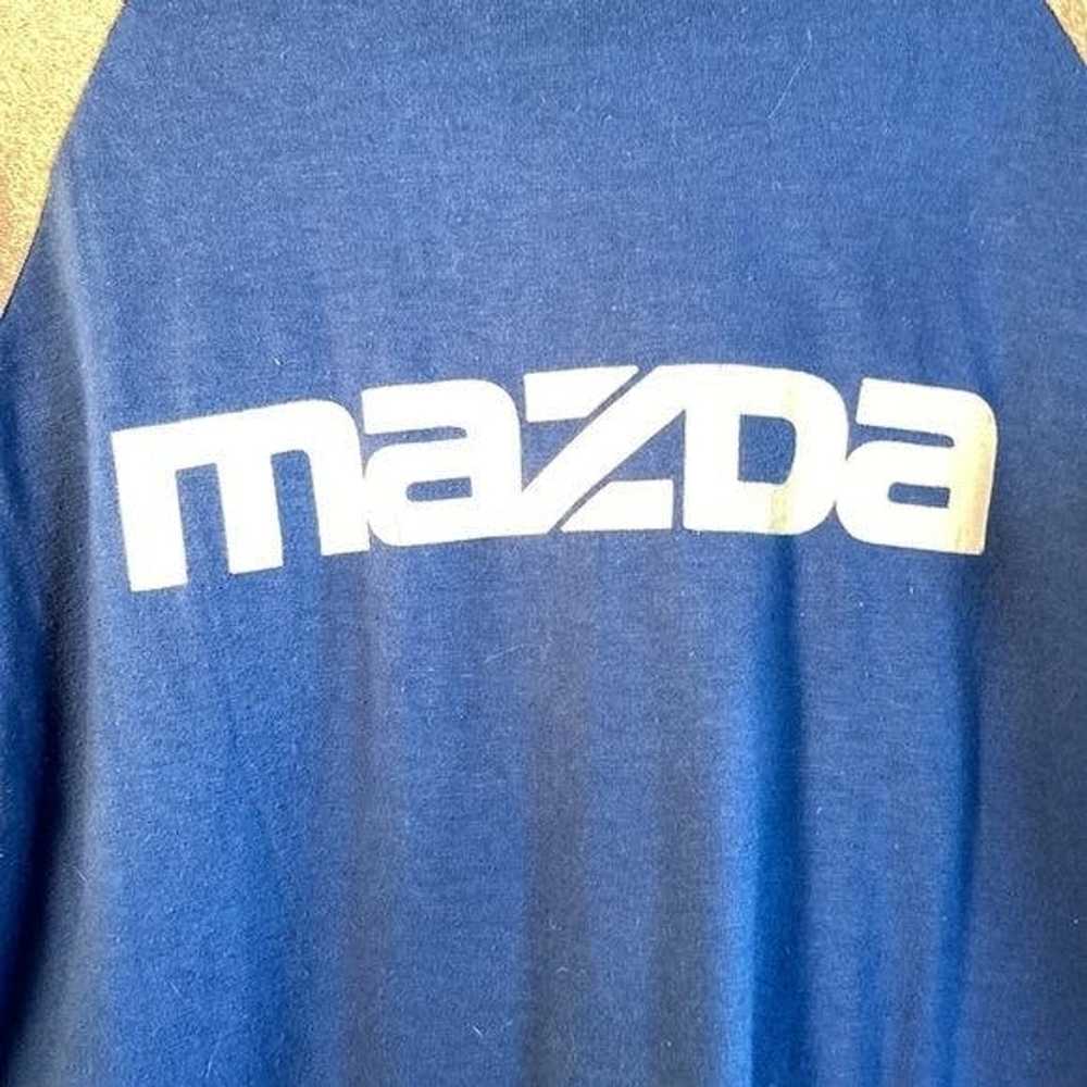 Vintage Vintage 80’s Mazda blue shirt. C121 Has n… - image 3