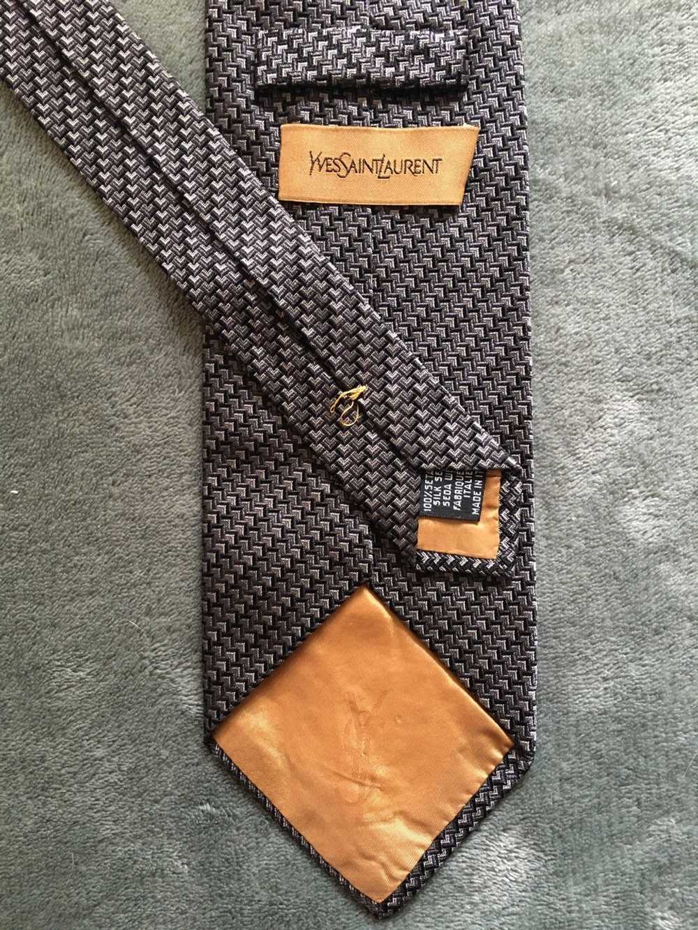 Yves Saint Laurent Yves Saint Laurent YSL Metal Silver Italy Silk Mens Tie