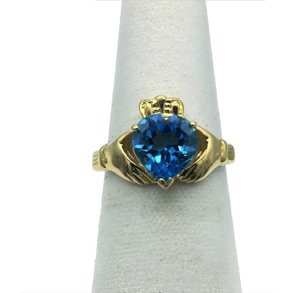 14K Topaz Claddagh Ring - image 1