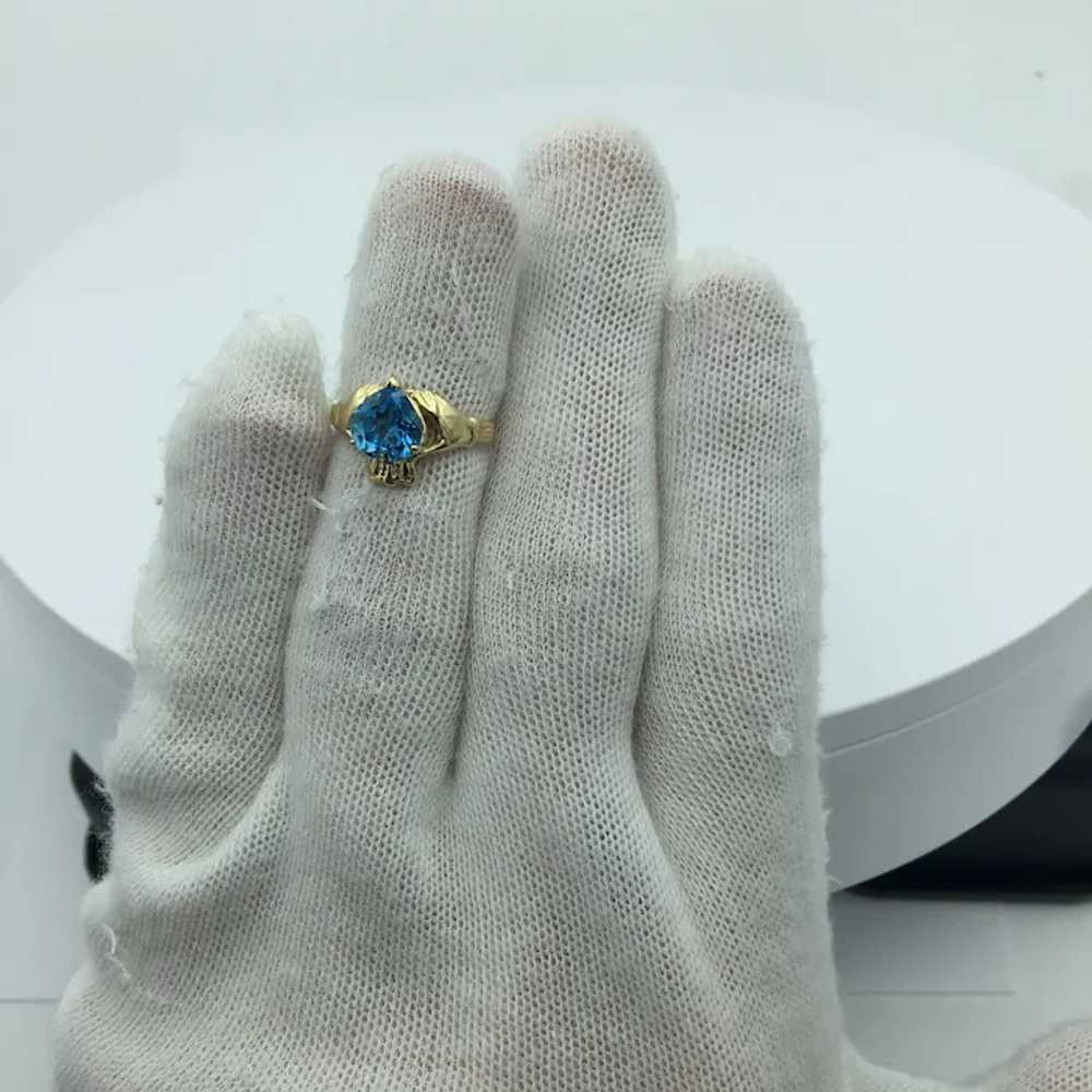 14K Topaz Claddagh Ring - image 4