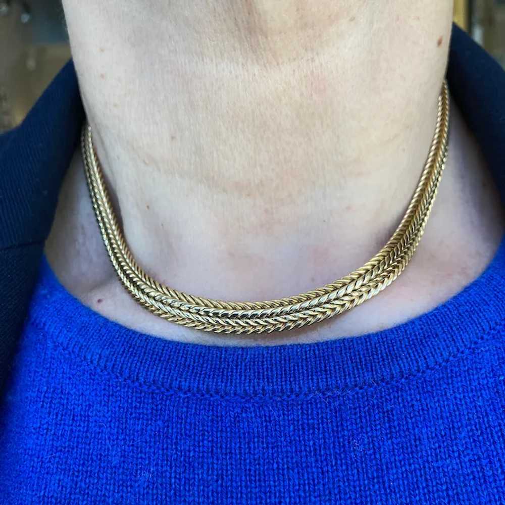 14K Yellow Gold Mesh Necklace - image 3