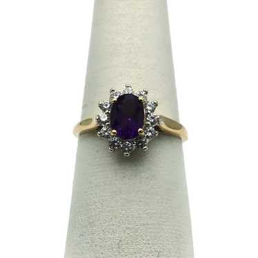 10K Amethyst And Cubic Zirconia Ring