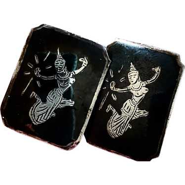 Sterling silver and Niello earrings Siam Goddess M