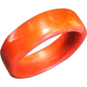 Red Marbled Lucite Wide Bangle Bracelet - image 1