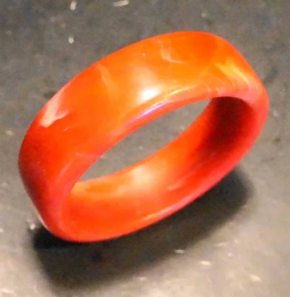 Red Marbled Lucite Wide Bangle Bracelet - image 3