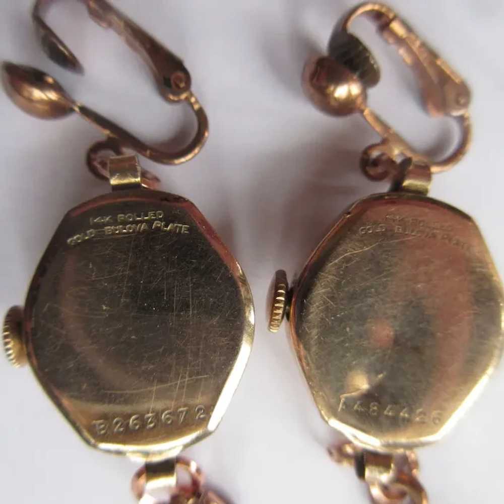 Vintage Watch Earrings, 14K Rolled Gold, Rose Gol… - image 5