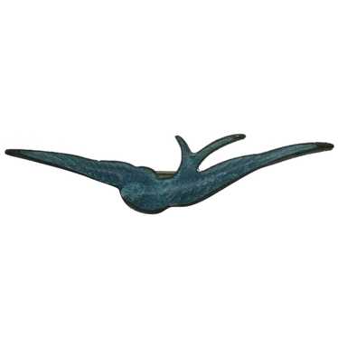 Bluebird bird swallow guilloche enamel blue brooch