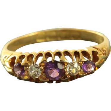 Early 20th Century 18K Amethyst and Old Cut Diamo… - image 1