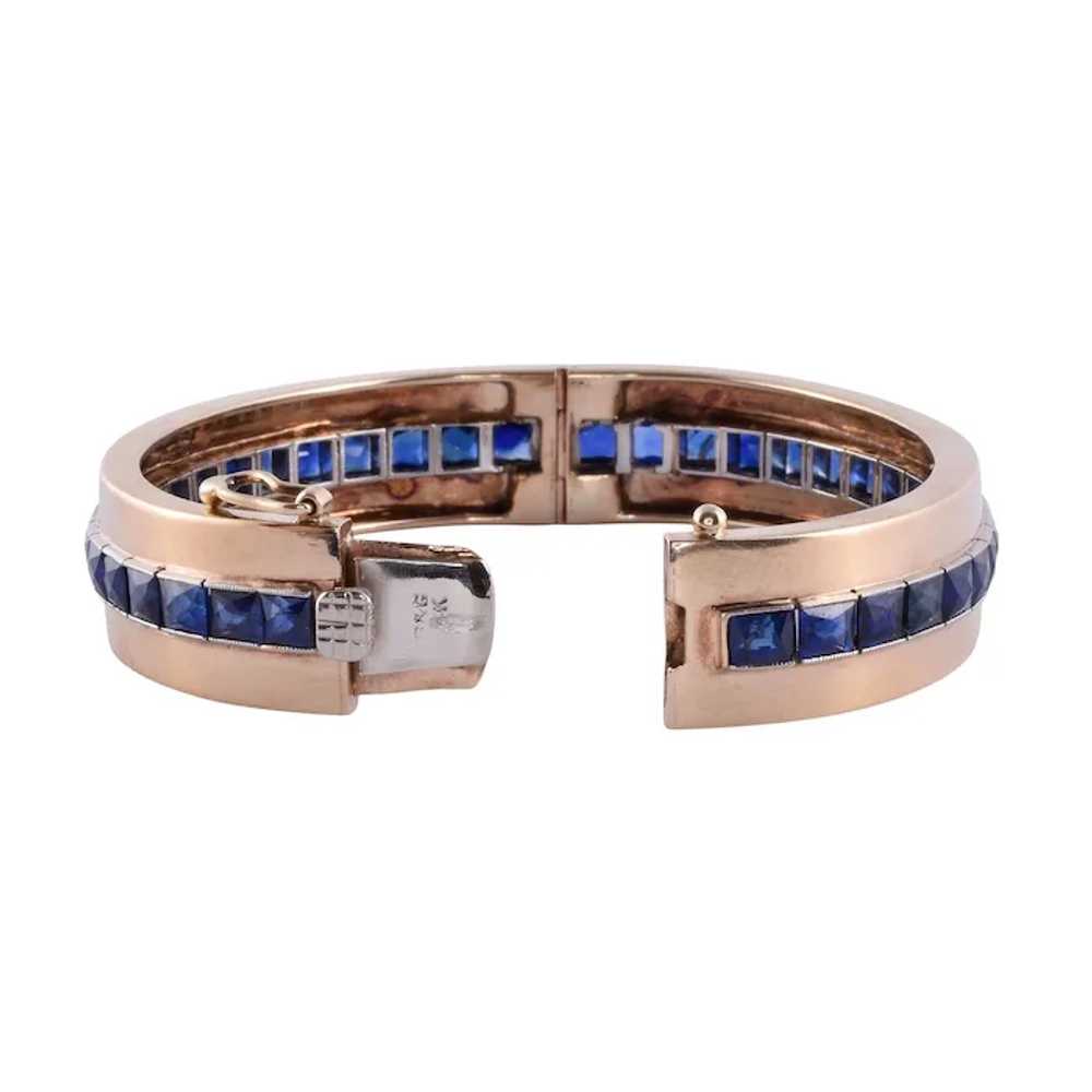 Sapphire 14K & Platinum Hinged Bangle Bracelet - image 5