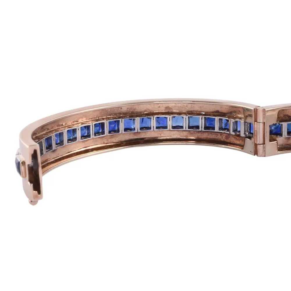 Sapphire 14K & Platinum Hinged Bangle Bracelet - image 7