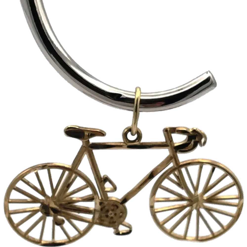 14K Bicycle Pendant - image 1