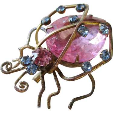 Little Spider Pin ~ Red and Clear Crystal : LILIEN CZECH