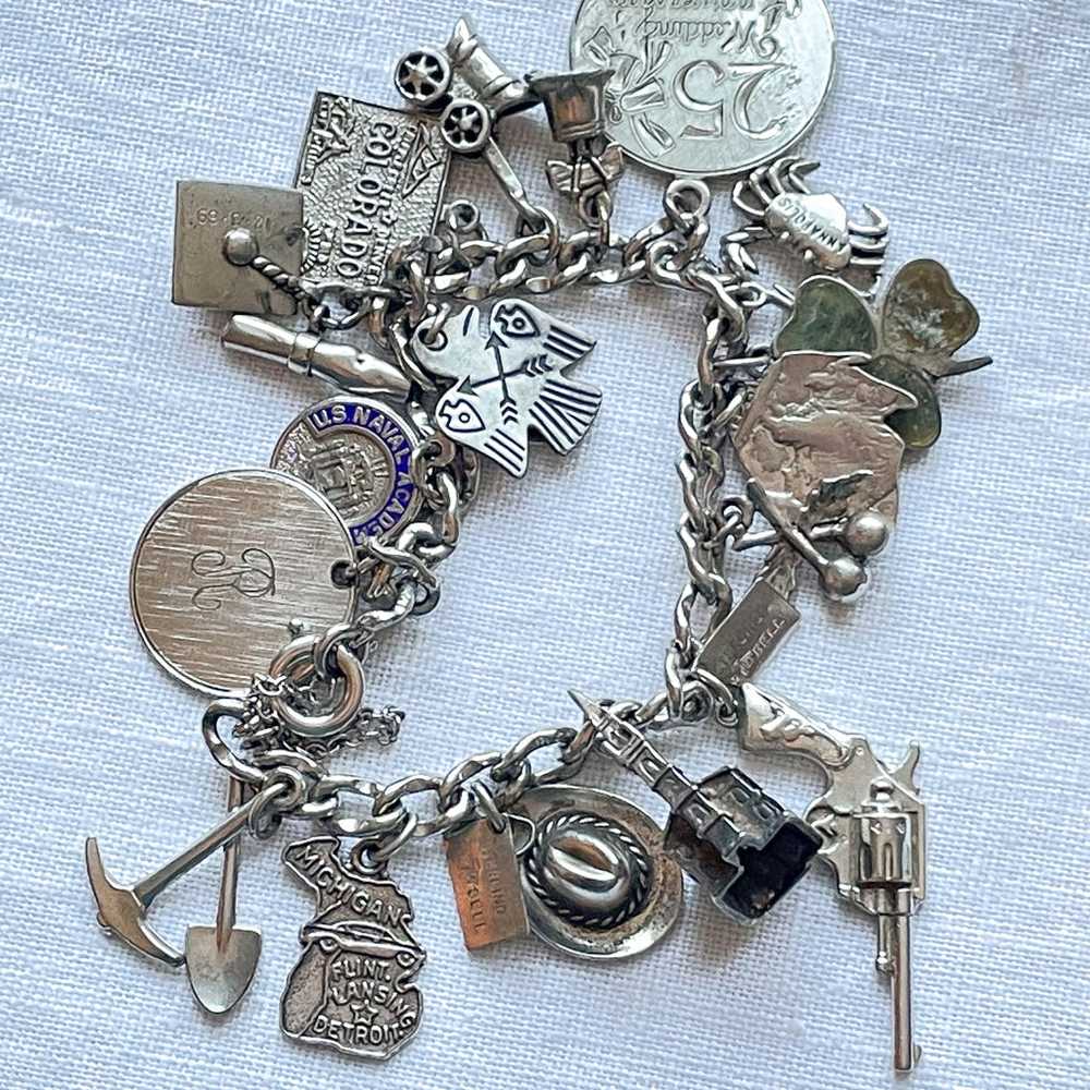 Vintage 1/20-12K Bracelet, Sterling Silver Charms… - image 1