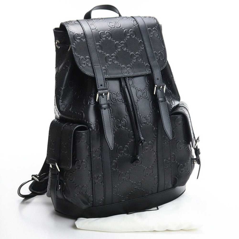 Gucci Gucci GG Embossed Backpack Leather Black S - image 1