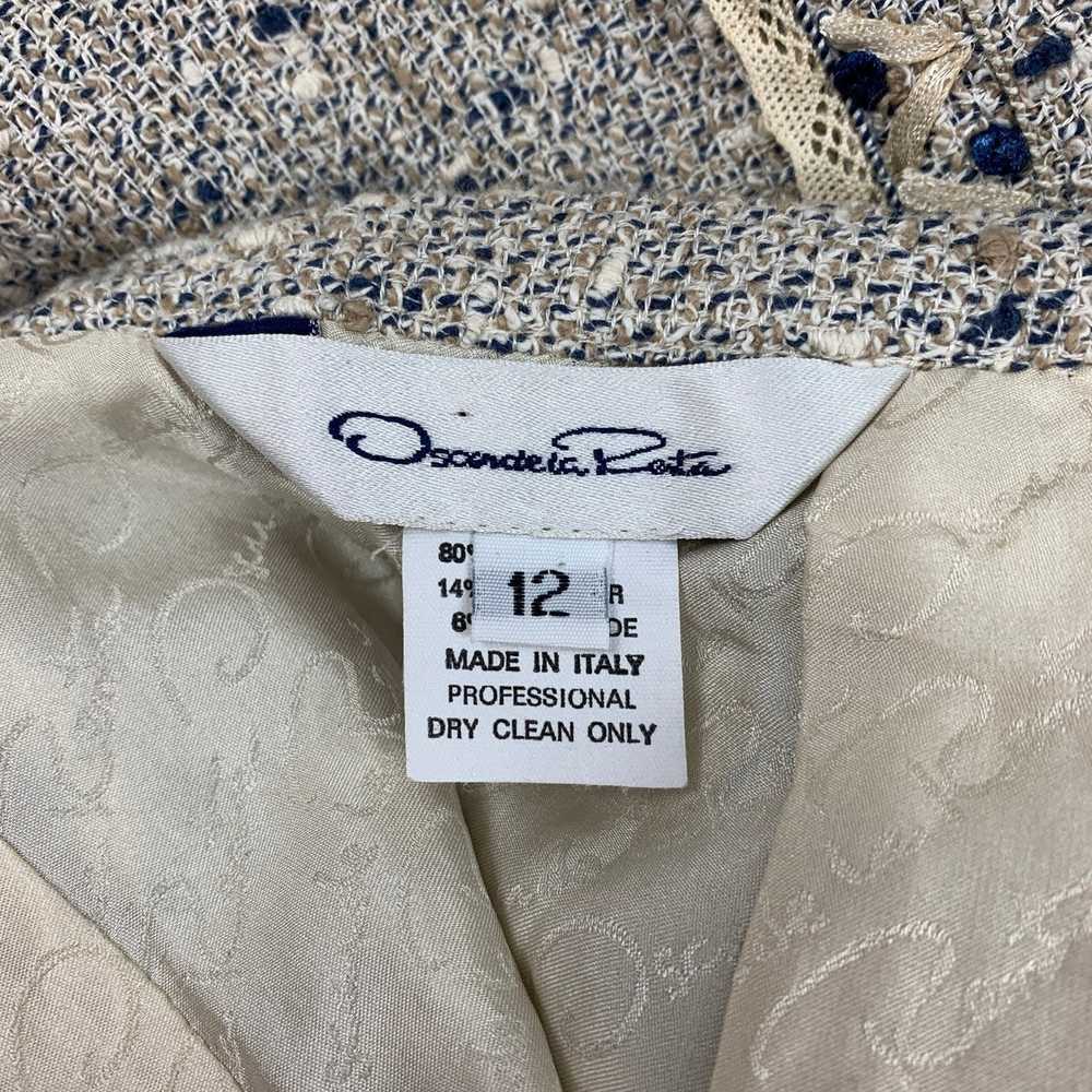 Oscar De La Renta Beige Blue Cotton Tulip Skirt - image 4