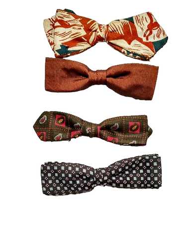 4 Men's Vintage Assorted Clip On Narrow Bow Ties … - image 1