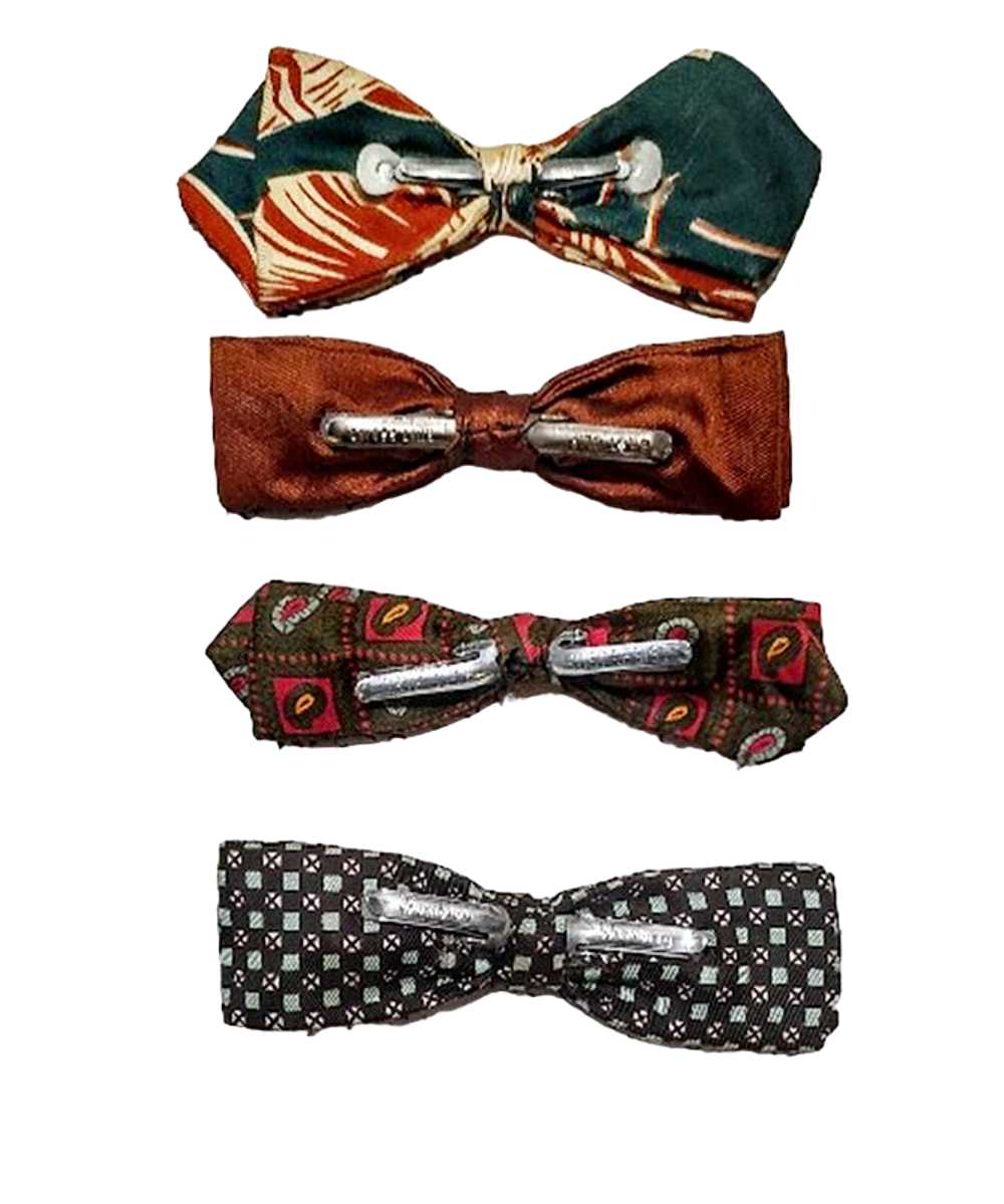 4 Men's Vintage Assorted Clip On Narrow Bow Ties … - image 2