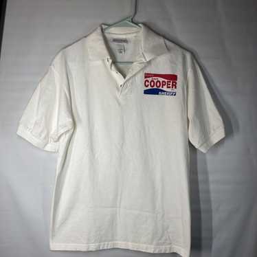 Anvil Vintage White Polo Sheriff Shirt 100% Cotton