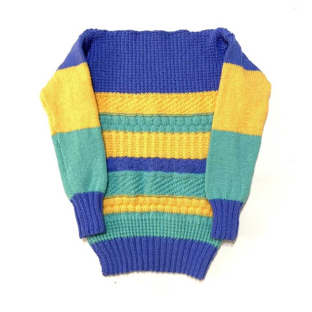 Vintage Vintage handmade hand knitted multicolore… - image 2