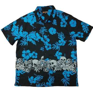 Other Hawaiian Floral Skull Shirt Casual Sz L Shor