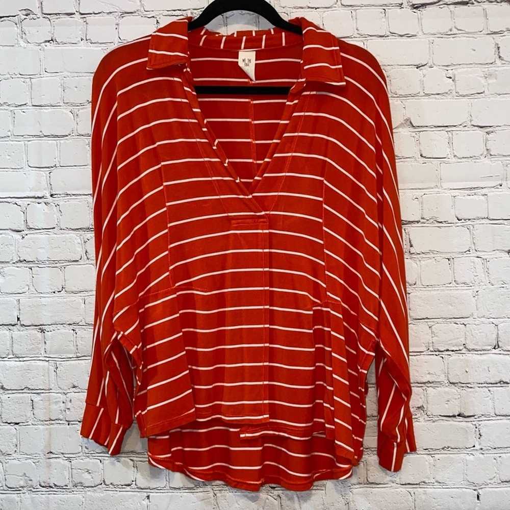 Free People We The Free Striped V Neck High Low T… - image 1