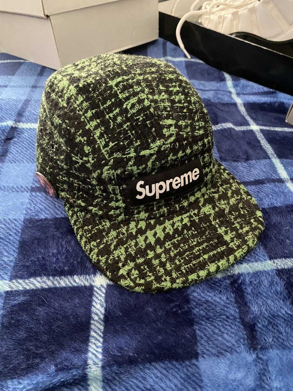 有名な高級ブランド Supreme Houndstooth Wool Camp Cap yellow - 帽子