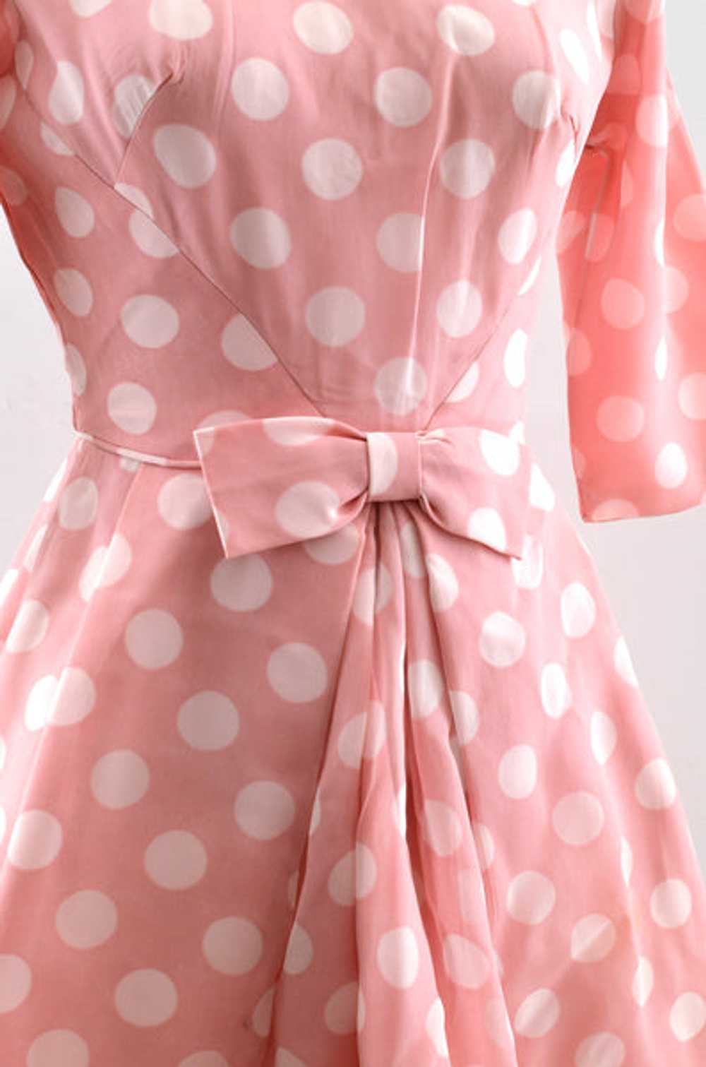 Vintage 50's Pink Polka Dot Dress - image 2