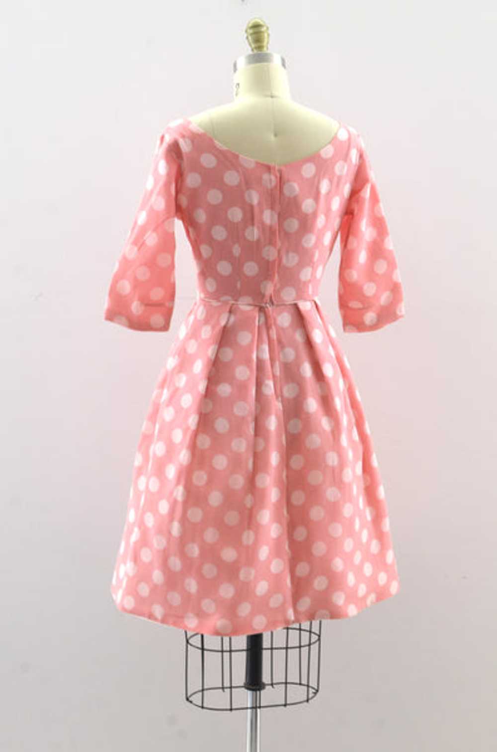 Vintage 50's Pink Polka Dot Dress - image 4