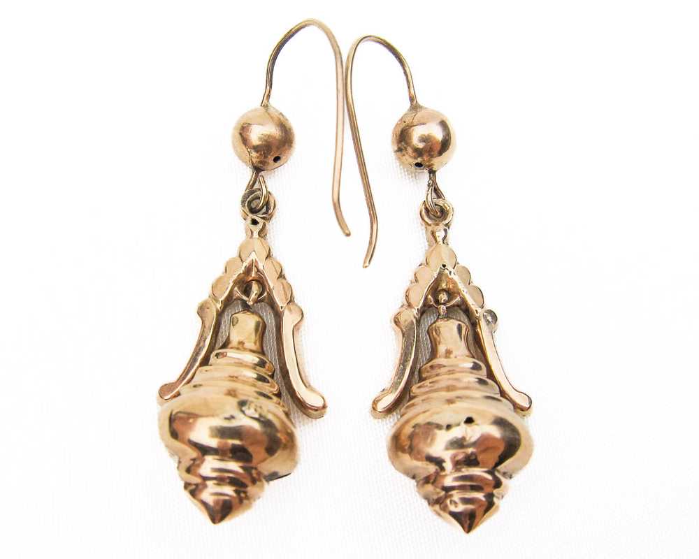 Victorian 9KT Gold Dangle Earrings - image 2