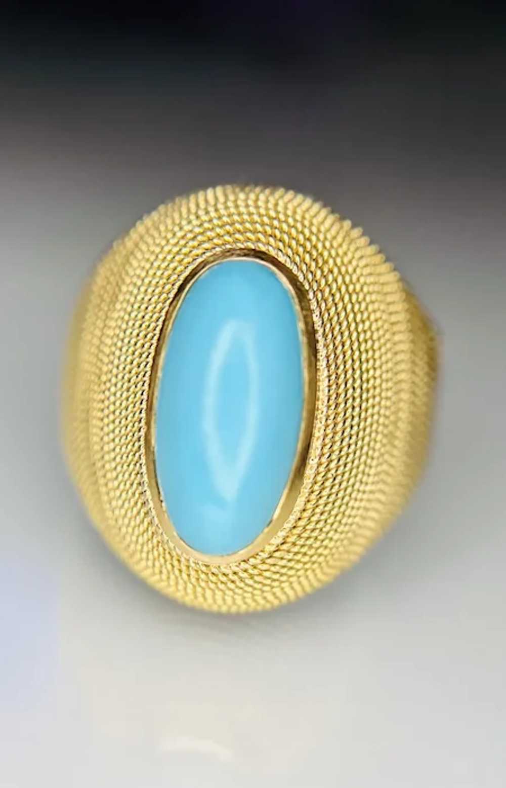 Retro Mid Century Persian Turquoise Cocktail Ring… - image 10