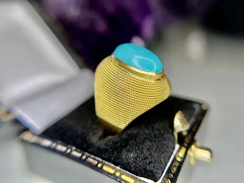 Retro Mid Century Persian Turquoise Cocktail Ring… - image 11
