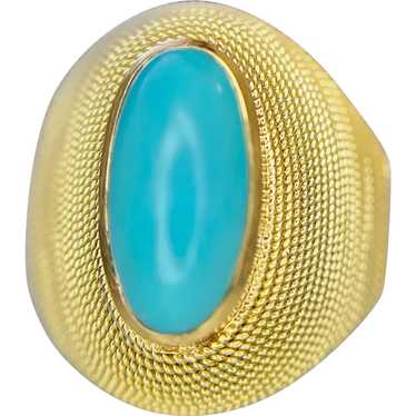 Retro Mid Century Persian Turquoise Cocktail Ring… - image 1